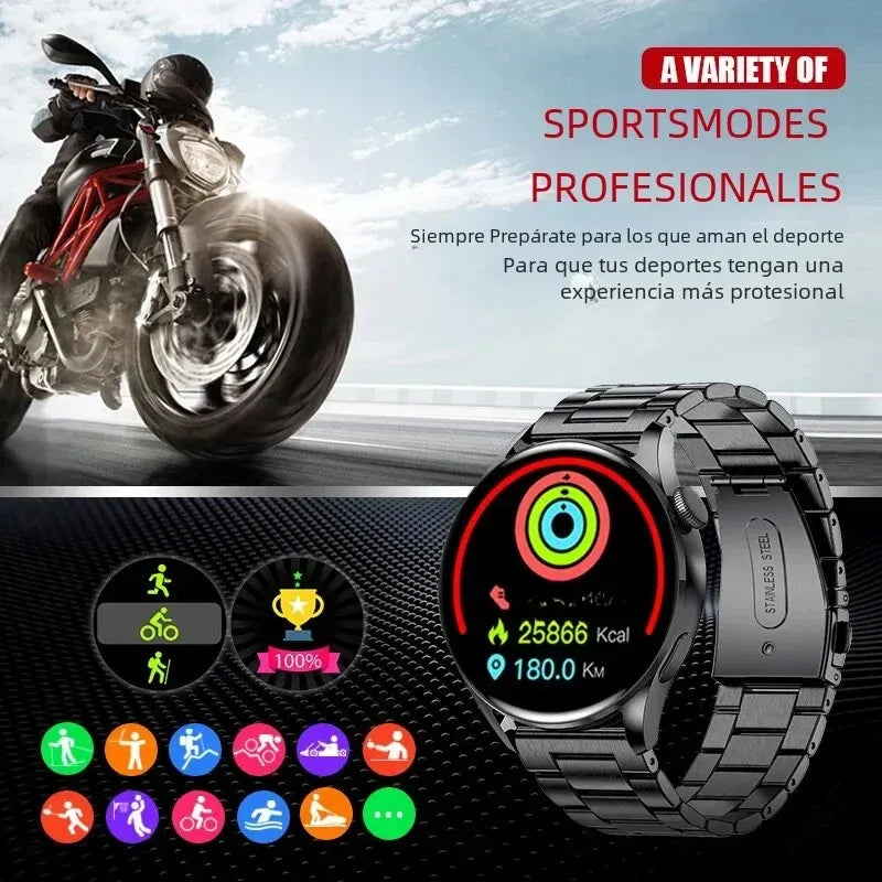 Smartwatch deportivo plata con correa metalica