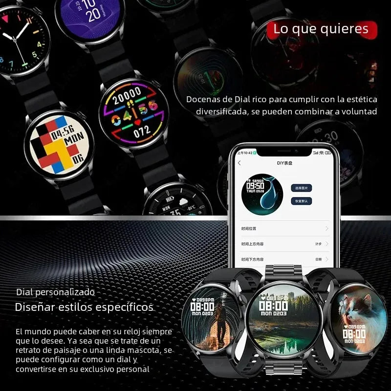 Smartwatch deportivo plata con correa metalica