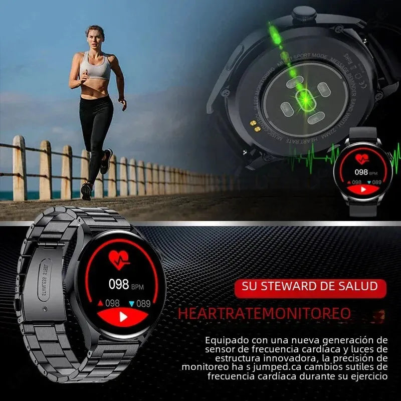 Smartwatch deportivo plata con correa metalica