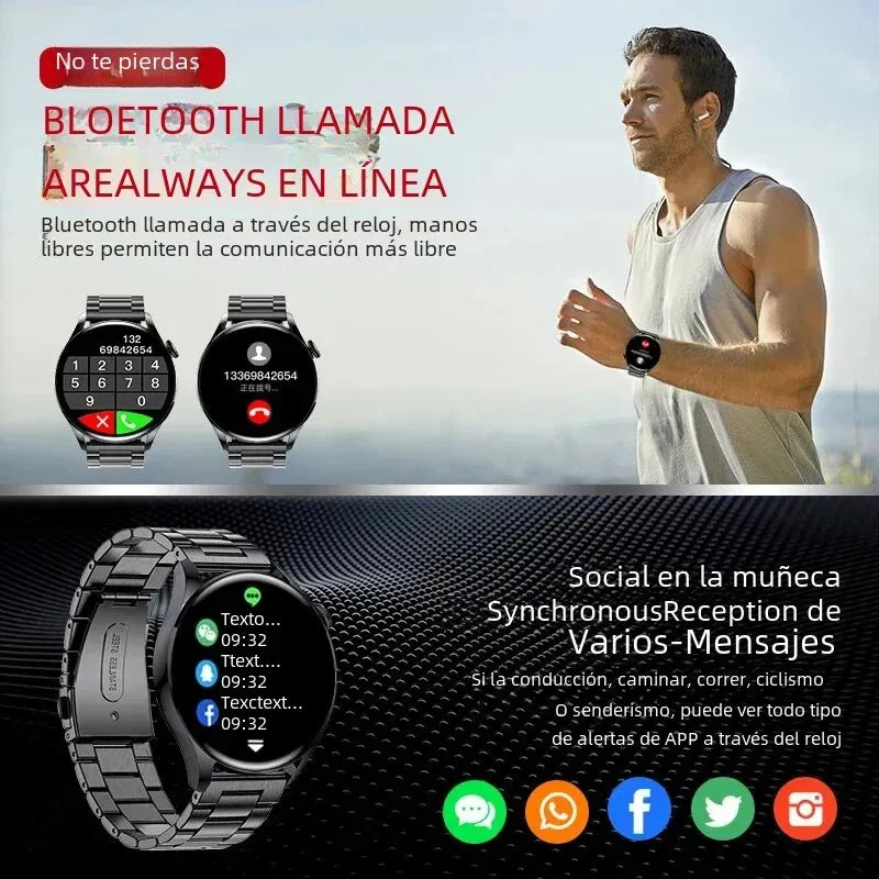 Smartwatch deportivo plata con correa metalica