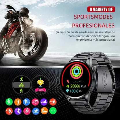 Smartwatch deportivo plata con correa metalica