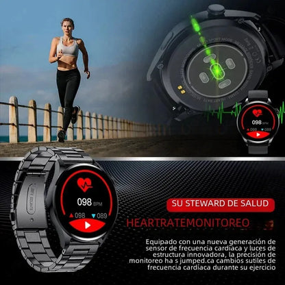 Smartwatch deportivo plata con correa metalica